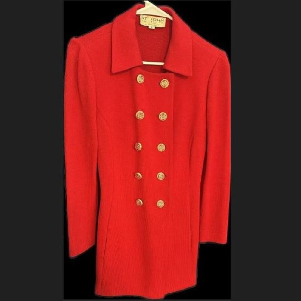 St. John Collection Scarlet Blazer with Gold Accents